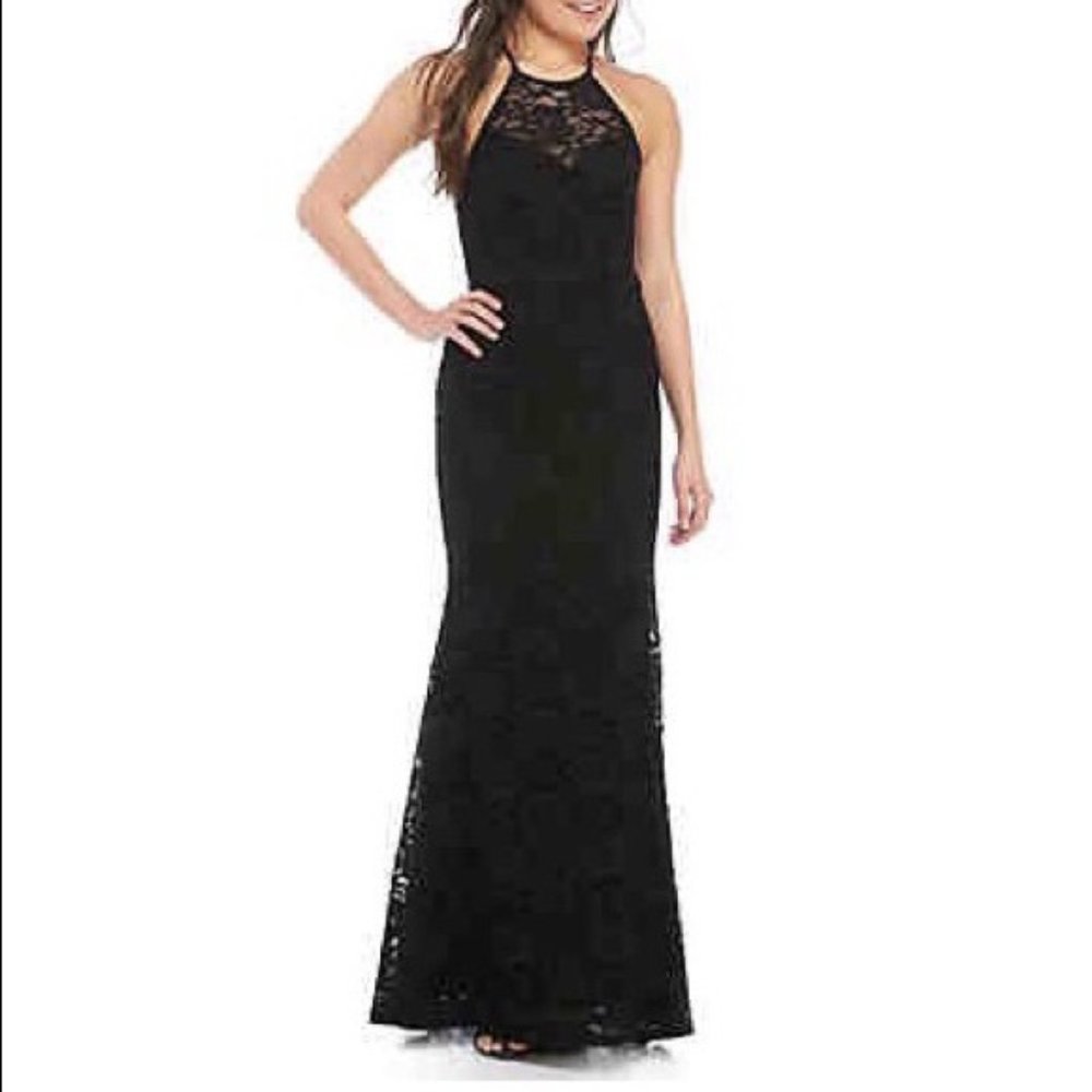 Sequin Hearts Lace Halter Fishtail Gown Sz1 Junior
